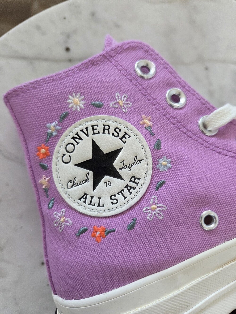 Converse Allstar Chuck Taylor 70 Hi Top Sneakers Grape Fizz Little Flowers NWT - Picture 6 of 16